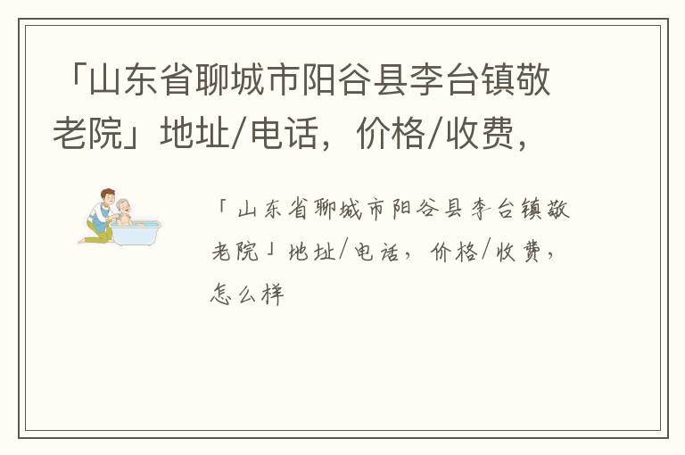 「聊城市阳谷县李台镇敬老院」地址/电话，价格/收费，怎么样